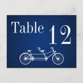 Tafelnummerkaart Whimsical Navy Herfst Double Bike Briefkaart (Voorkant)