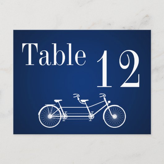 Tafelnummerkaart Whimsical Navy Herfst Double Bike Briefkaart (Voorkant)