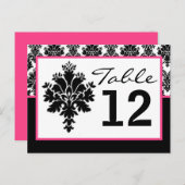 Tafelnummerkaart zwart, hot-roze Damaslaag afdrukk Briefkaart (Voorkant / Achterkant)