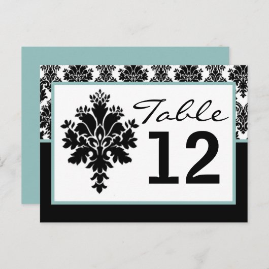 Tafelnummerkaart zwarte Damaslaag Afdrukken Briefkaart (Voorkant / Achterkant)