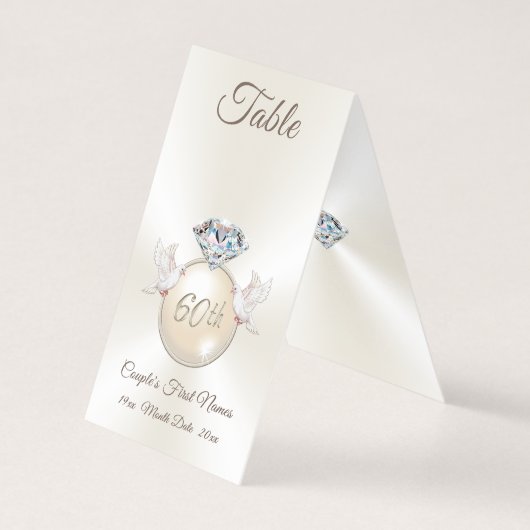 Tafelnummerkaarten 60-jarig huwelijksjubileum kaart (Achterkant)