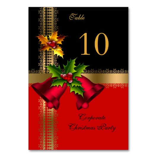 Tafelnummerkaarten Bedrijfs Kerstmis Kerstfeest Kaart (Voorkant)
