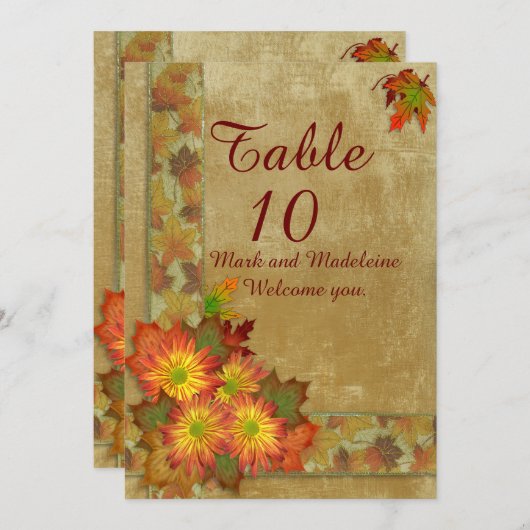 Tafelnummerkaarten Herfst Bruiloft Kaart (Voorkant / Achterkant)