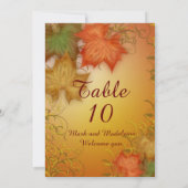 Tafelnummerkaarten Herfst Bruiloft Kaart (Achterkant)