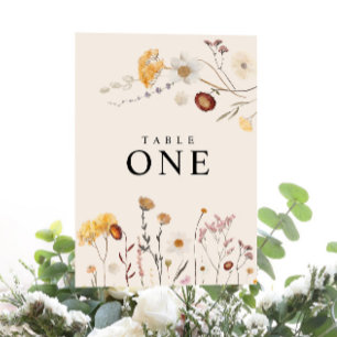 Tafelnummerkaarten met wilde bloemen kaart