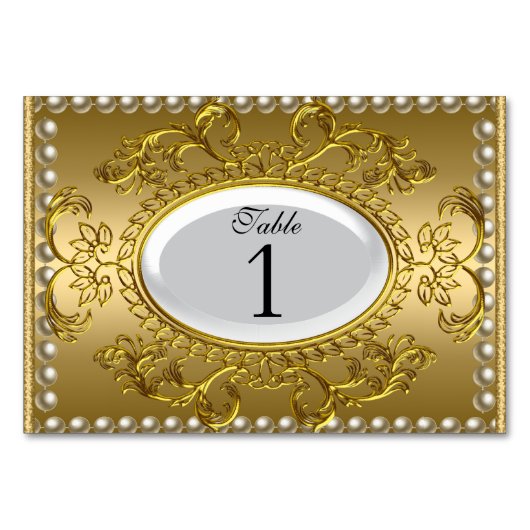 Tafelnummerkaarten Royal Wit Goud Kaart (Voorkant)