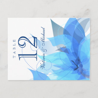 Tafelnummers - Abstracte Bloemen - Blauw & Wit