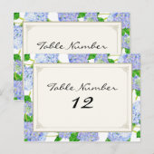 Tafelnummers Blauw Hydrangea Kant Floral Formal (Voorkant / Achterkant)