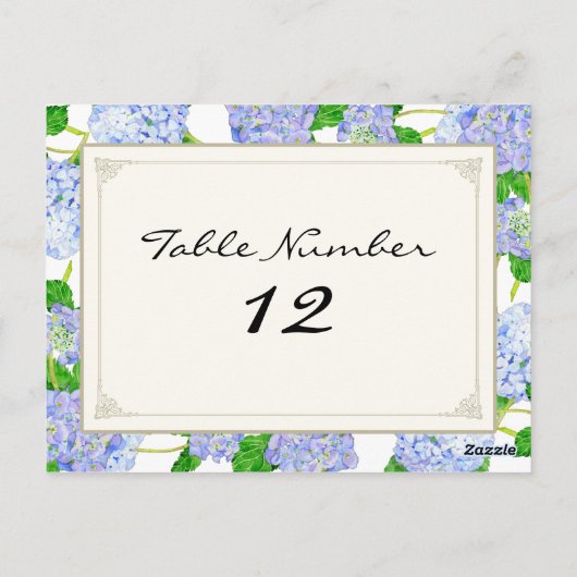 Tafelnummers Blauw Hydrangea Kant Floral Formal (Achterkant)