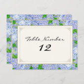 Tafelnummers Blauw Hydrangea Kant Floral Formal (Voorkant / Achterkant)
