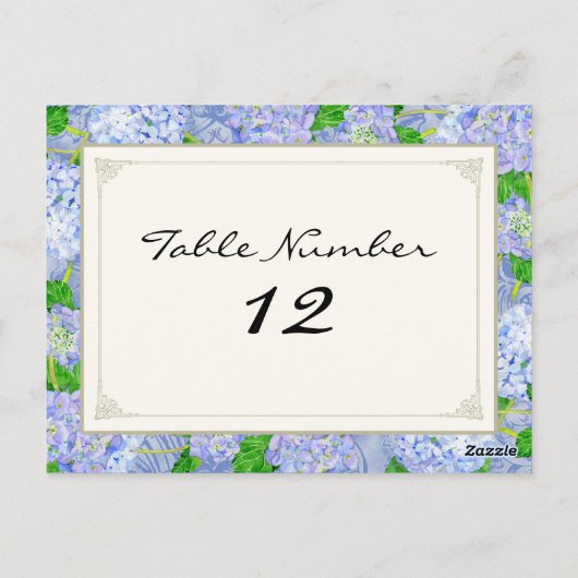 Tafelnummers Blauw Hydrangea Kant Floral Formal (Achterkant)