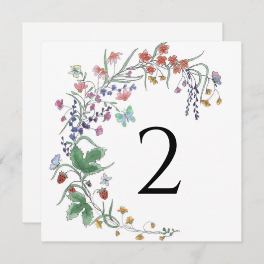 Tafelnummers bloemenrand eenvoudig elegant (Voorkant / Achterkant)