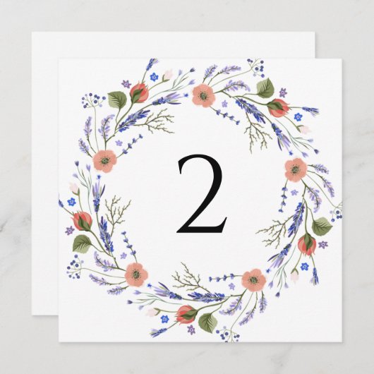 Tafelnummers bloemenrand eenvoudig elegant (Voorkant / Achterkant)
