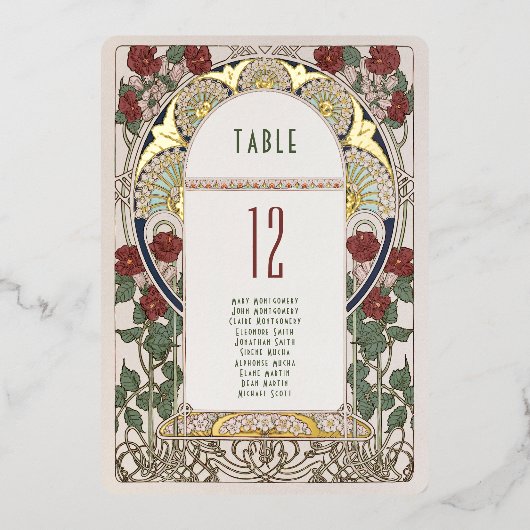 Tafelnummers Bougainvillea Bourgondië Goud Bruilof (Voorkant)