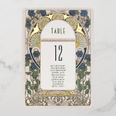 Tafelnummers Bougainvillea Navy Blauw Goud Bruilof (Voorkant)