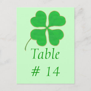 Tafelnummers briefkaarten, groene Shamrock Gold-St