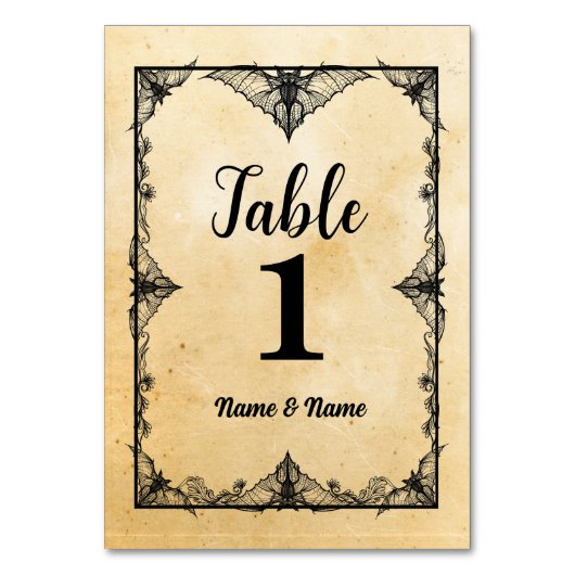 Tafelnummers Bruiloft Gotisch Lijst Halloween Kaar (Achterkant)
