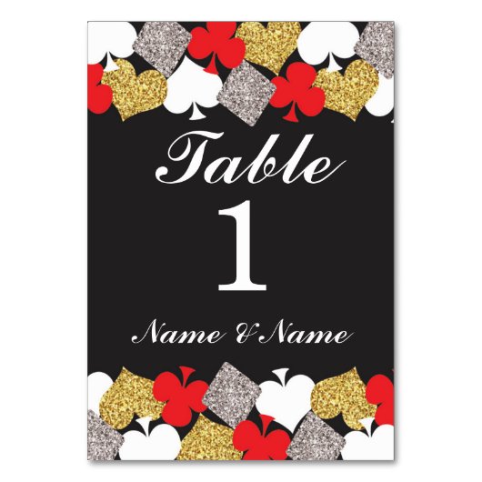 Tafelnummers Bruiloft Las Vegas Casino Party (Achterkant)