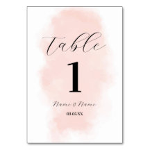 Tafelnummers Bruiloft Waterverf Perzik Wassen