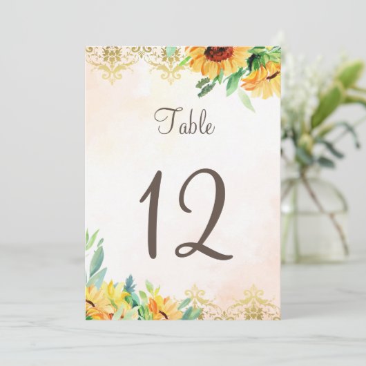 Tafelnummers bruinzonnebloemen (Staand voorkant)