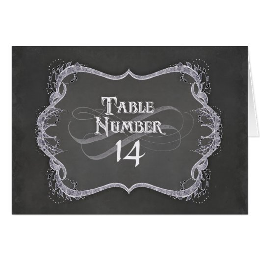 Tafelnummers - Chalkboard Typografische Leaf Swirl (Voorkant Horizontaal)