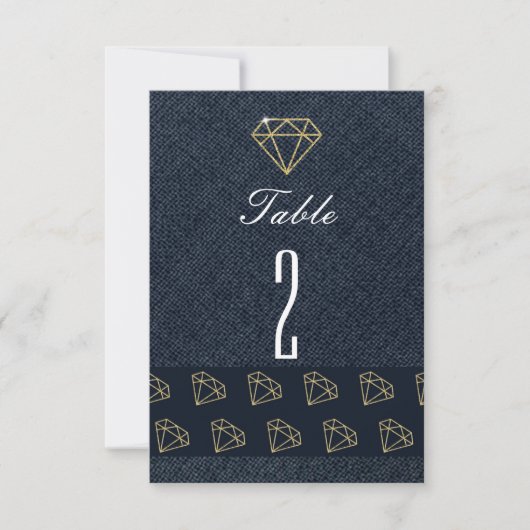 Tafelnummers Denim & Diamonds Goud & Blauw Feest (Voorkant)