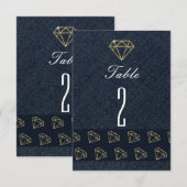 Tafelnummers Denim & Diamonds Goud & Blauw Feest (Voorkant / Achterkant)