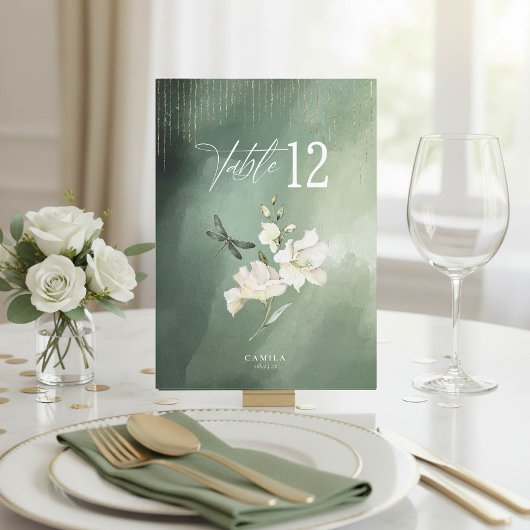 Tafelnummers Dragonfly Floral Sweet 16 ID1310
