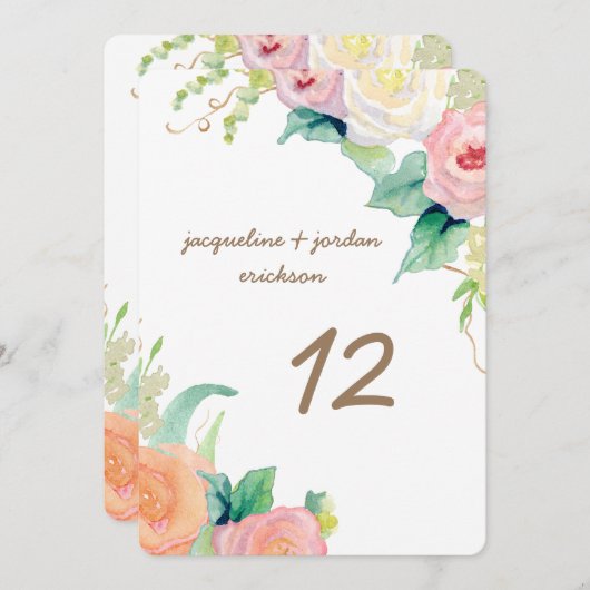 Tafelnummers Eenvoudig Modern Waterverfrozen (Voorkant / Achterkant)