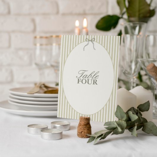Tafelnummers Groen met Fantasie Strepen voor Trouw