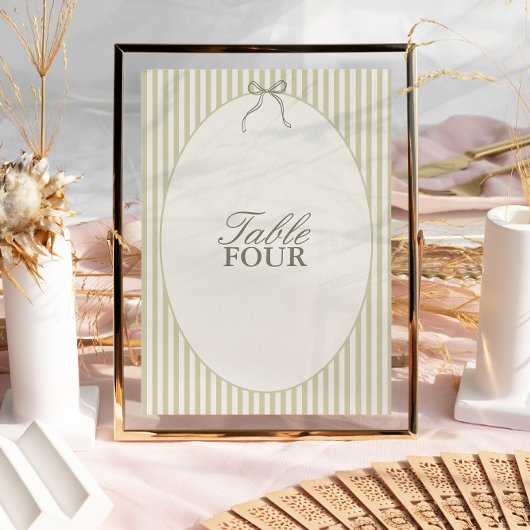 Tafelnummers Groen met Fantasie Strepen voor Trouw