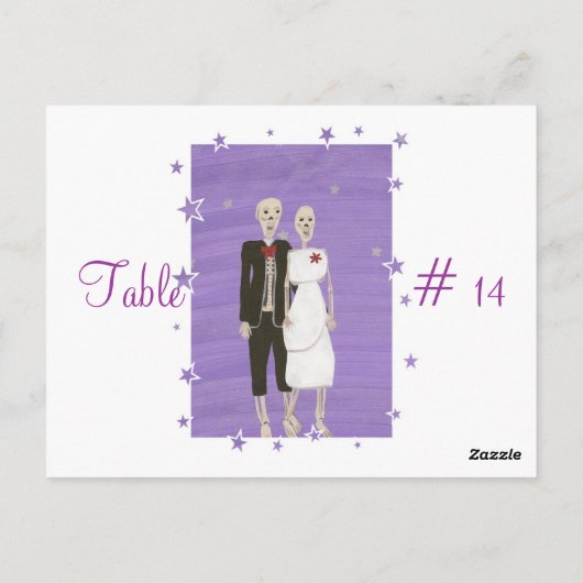 Tafelnummers, Halloween Bruiloft Skelet Paar Briefkaart (Achterkant)