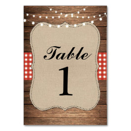 Tafelnummers Huwelijk Hout Rood Rustieke Burlap Ka