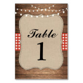 Tafelnummers Huwelijk Hout Rood Rustieke Burlap Ka (Achterkant)