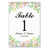 Tafelnummers Huwelijk Watercolor Floral Elegant (Achterkant)