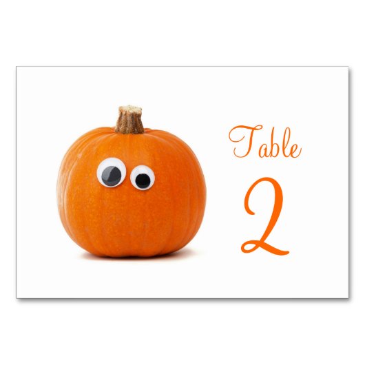 Tafelnummers Kaarten met grappige pompoen (Voorkant)