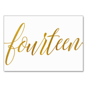 Tafelnummers - Luxe Typografie - Faux Gold Foil 14