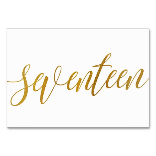 Tafelnummers - Luxe Typografie - Faux Gold Foil 17 (Voorkant)