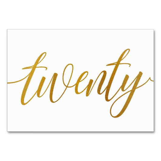 Tafelnummers - Luxe Typografie - Faux Gold Foil 20 (Voorkant)
