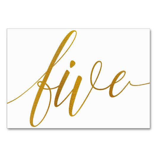 Tafelnummers - Luxe Typografie (Faux Gold Folie) 5 (Voorkant)