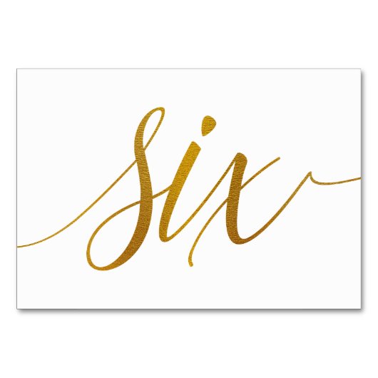 Tafelnummers - Luxe Typografie (Faux Gold Folie) 6 (Voorkant)