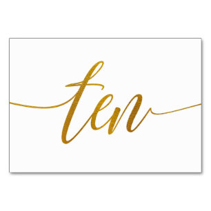 Tafelnummers - Luxe typografie - Nep goud folie 10