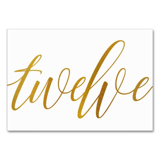 Tafelnummers - Luxe typografie - Nep goud folie 12 (Voorkant)