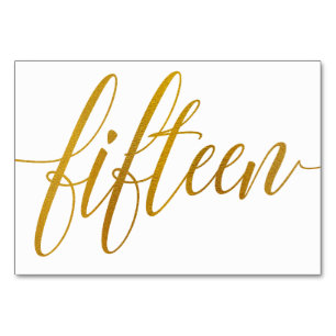 Tafelnummers - Luxe typografie - Nep goud folie 15