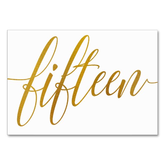 Tafelnummers - Luxe typografie - Nep goud folie 15 (Voorkant)