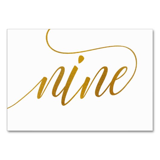 Tafelnummers - Luxe typografie (nepgoud folie) 9 (Voorkant)
