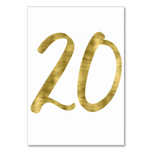 Tafelnummers met Gold Foil-effect nummer 20 (Voorkant)