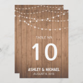 Tafelnummers met houtnerf en slingerlichtjes (Voorkant / Achterkant)