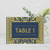 Tafelnummers met marineblauwe en gouden geometrisc (Staand voorkant)