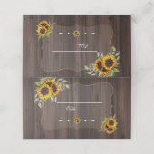 Tafelnummers met ruw aquarel zonnebloemen plaatskaartje (Buitenkant ongevouwen)